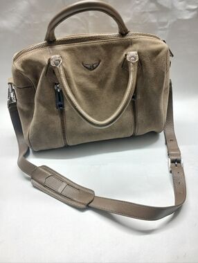 Zadig&Voltaire Women’s Taupe Suede Shoulder Bag with Top Handles